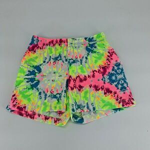 NWT Faded Glory Girls Shorts Pull On Casual Tie Dye Neon Sz M 7-8